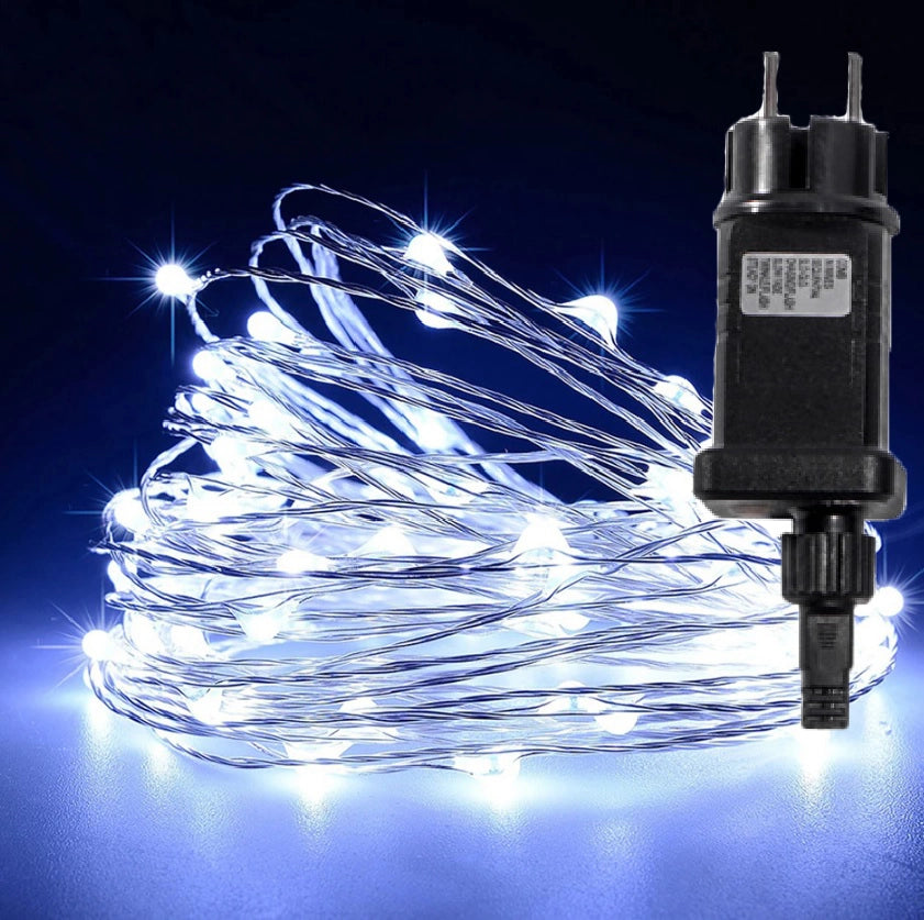 Luci di Natale con 500 micro led cavo rame 9V 50 MT BIANCO piu BIANCO FLASH