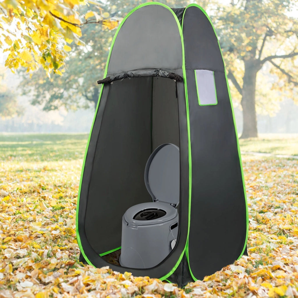 Toilette da viaggio portatile per esterni leggera con secchio interno rimovibile, supporto per carta igienica rimovibile Grigio