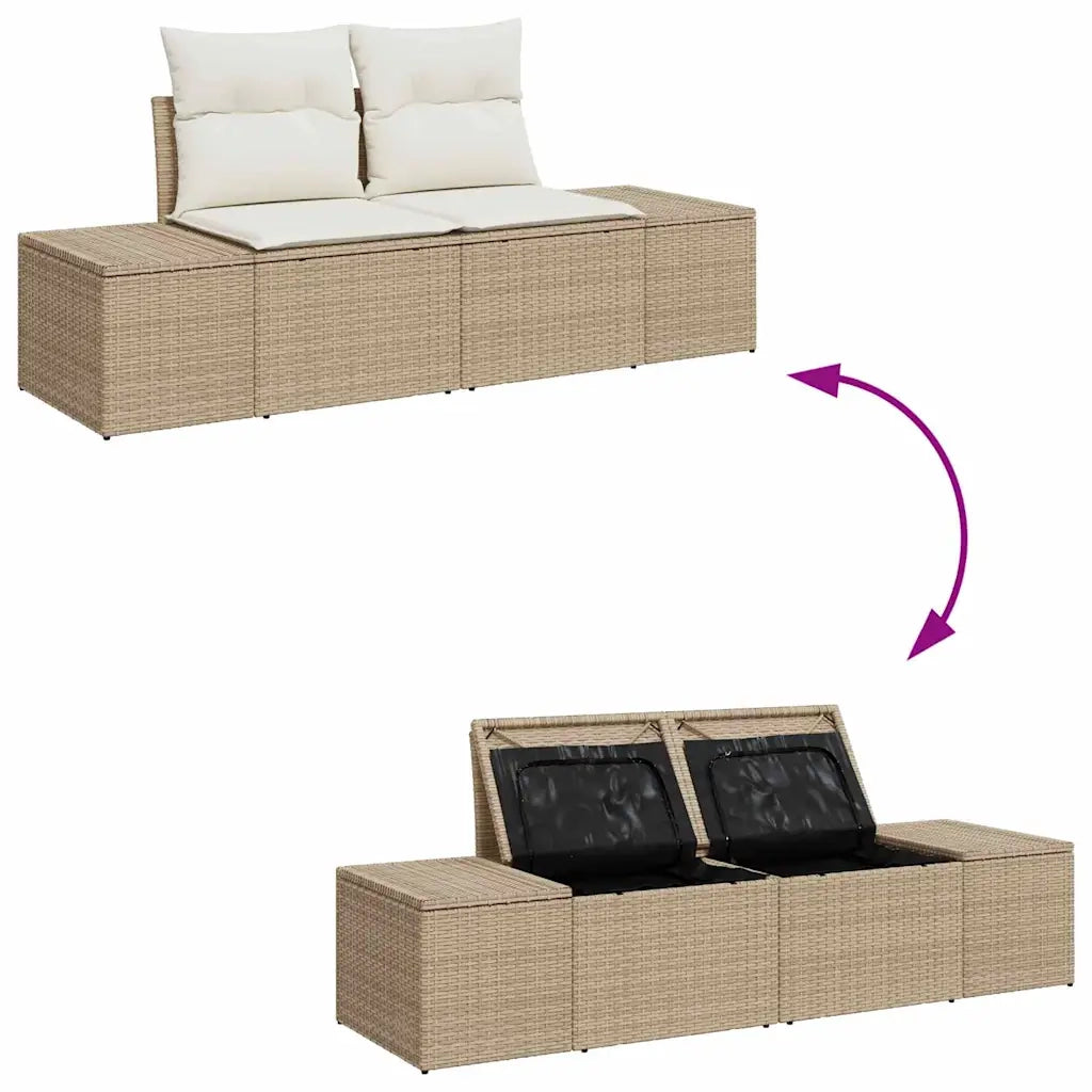 Set Divano da Giardino con cuscino 9 pcs Beige Poly Rattan 3364741
