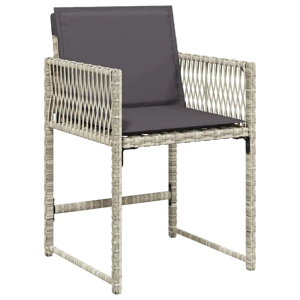 Set Pranzo da Giardino 9pz con Cuscini Grigio Chiaro Polyrattan 3211739
