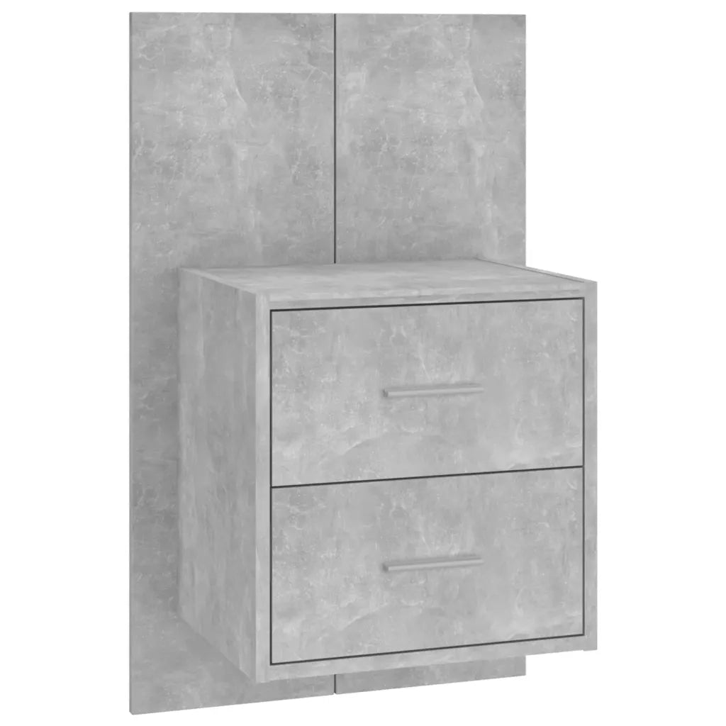 Set di 2 Comodini | Armadio da Notte | Mobiletto da notte a Muro Grigio Cemento