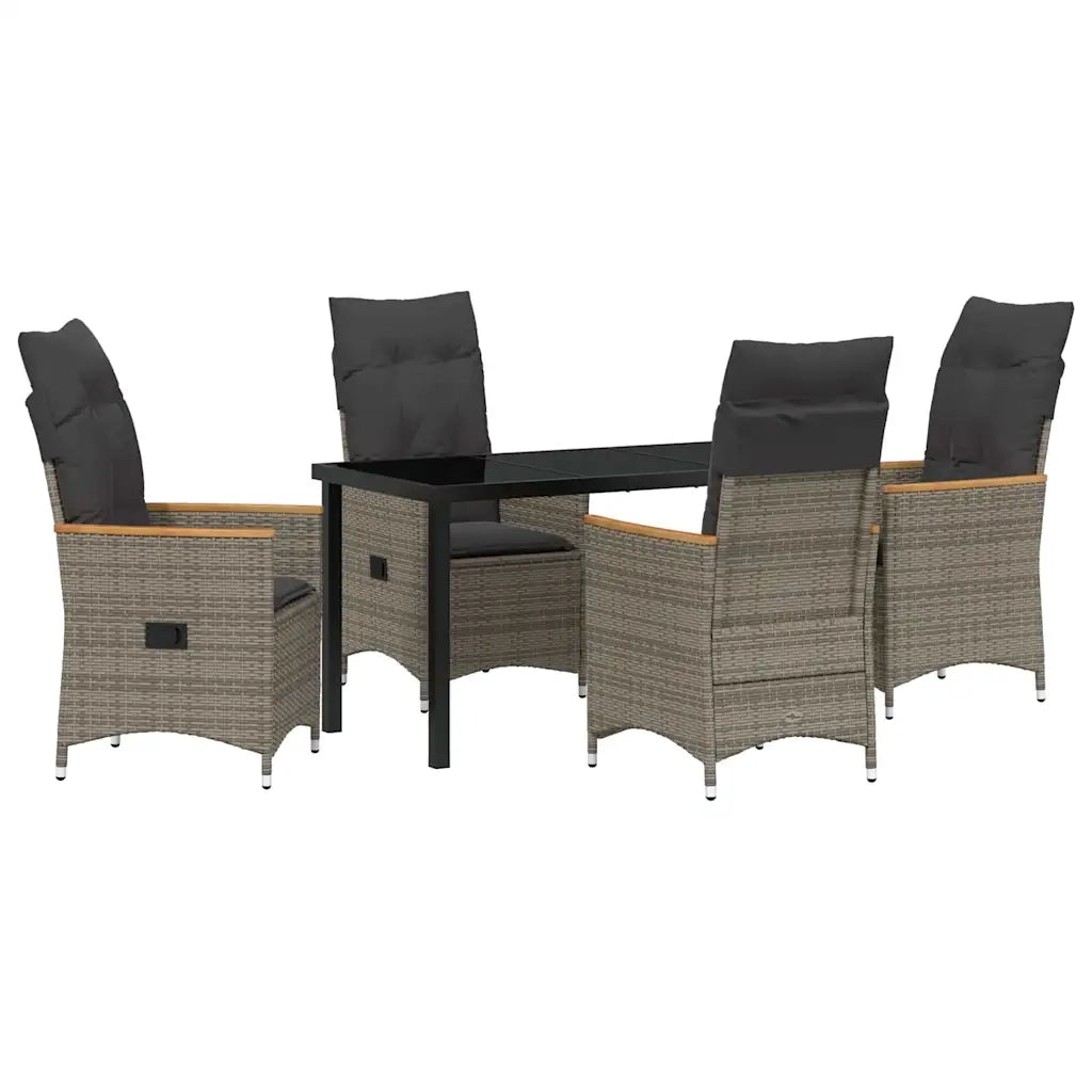 Set da Pranzo per Giardino con cuscino 5 pcs Grigio polyrattan 3379620