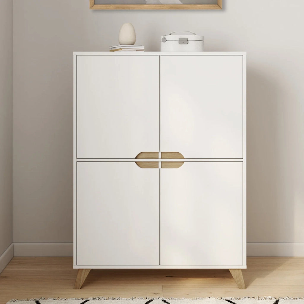 IDMarket - Contenitore scandinavo bianco a 4 ante TROMSO
