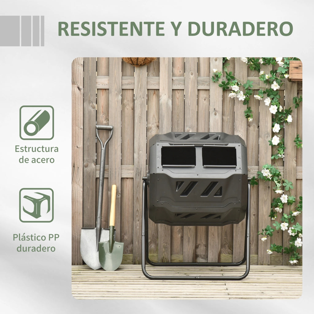 Compostatore Rotante 160L ¨C Minimal ¨C Grigio 71x65x96 cm