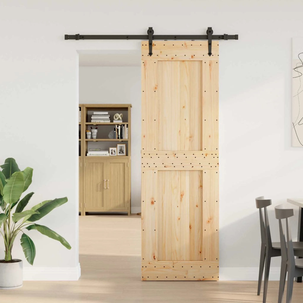 Porta scorrevole NARVIK Naturale e Nero 70 x 210 cm (152,5 cm) 3445335
