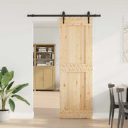 Porta scorrevole NARVIK Naturale e Nero 70 x 210 cm (152,5 cm) 3445335