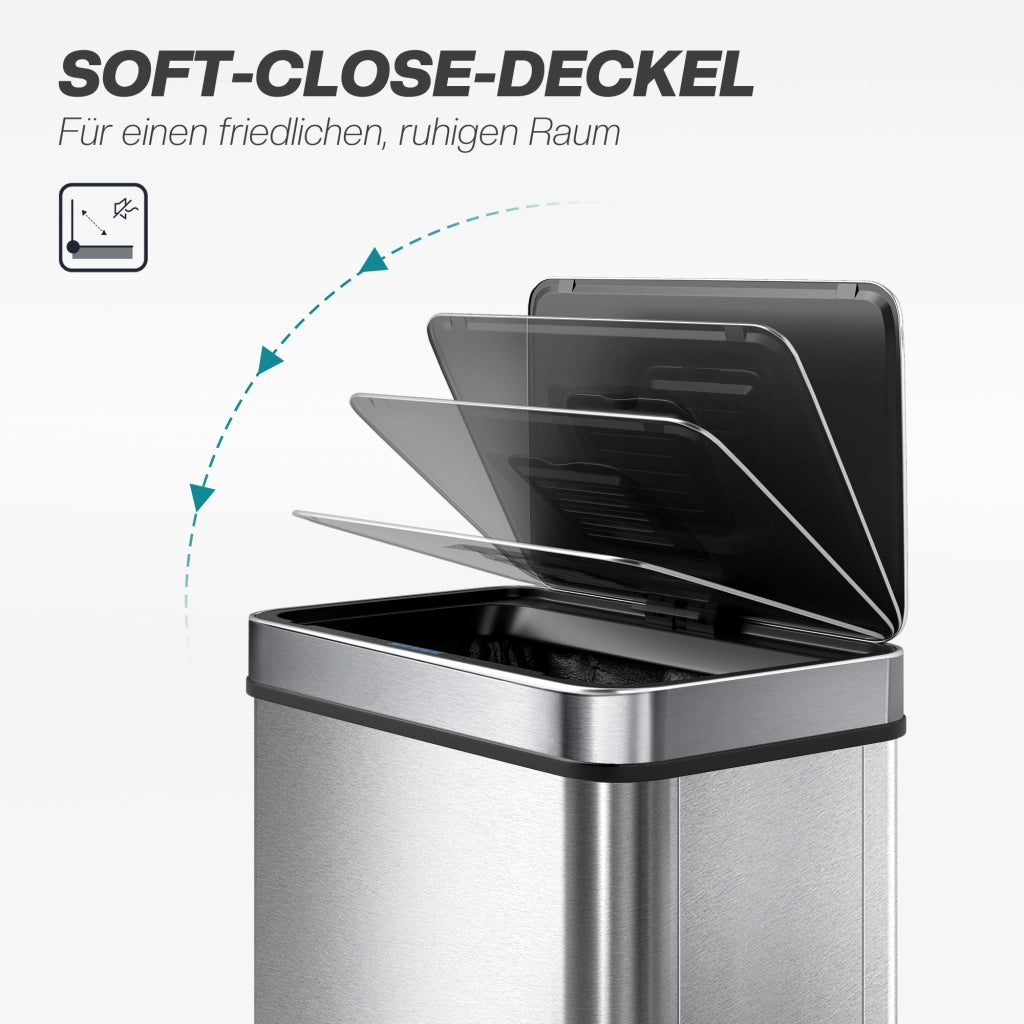 Cestino sensore 60 litri ¨C Minimal ¨C acciaio inox, argento