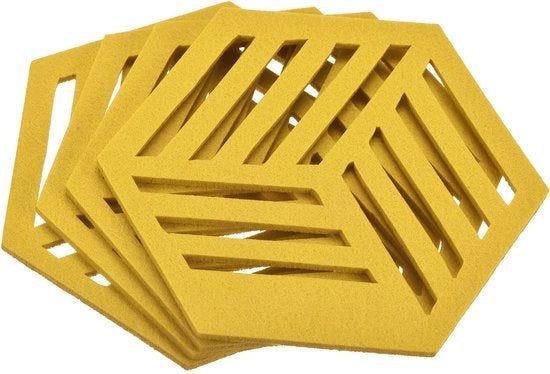 Set di supporti di base a 6 facce, 4 pezzi, per bicchieri, tazze, piatti, vasi, giallo
