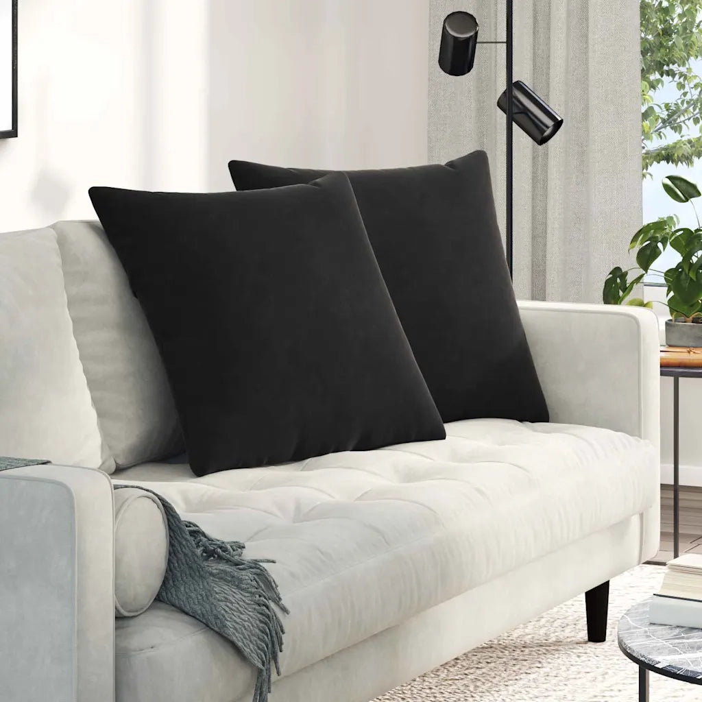 Cuscini da Divano 2 pz | Cuscini per sedie Nero 60 x 60 cm Tessuto in Cords