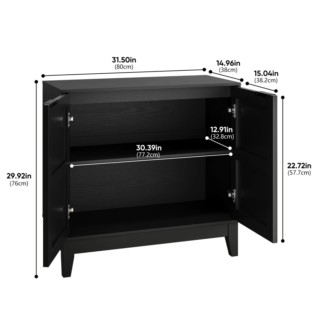 Credenza Vintage con 2 Ante e Ripiani ¨C MINIMAL ¨C Legno, 80 cm