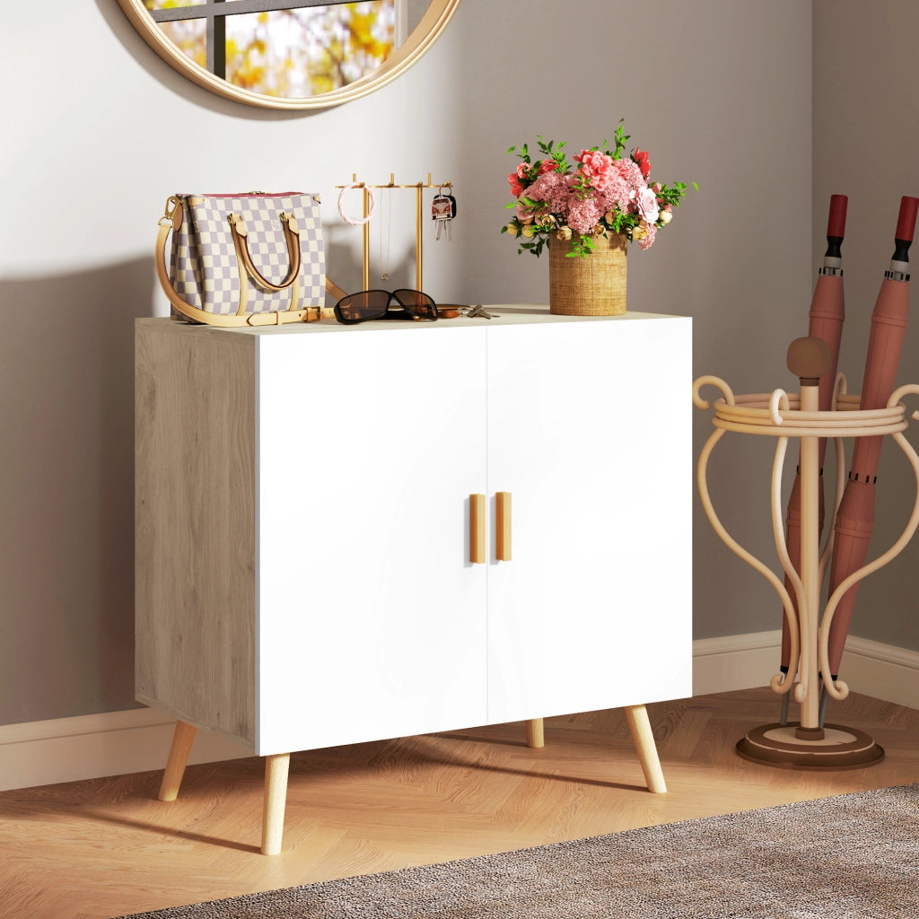 Mobile Multiuso Salvaspazio ¨C Xylo ¨C Legno Bianco e Rovere, 76x41.2x74 cm
