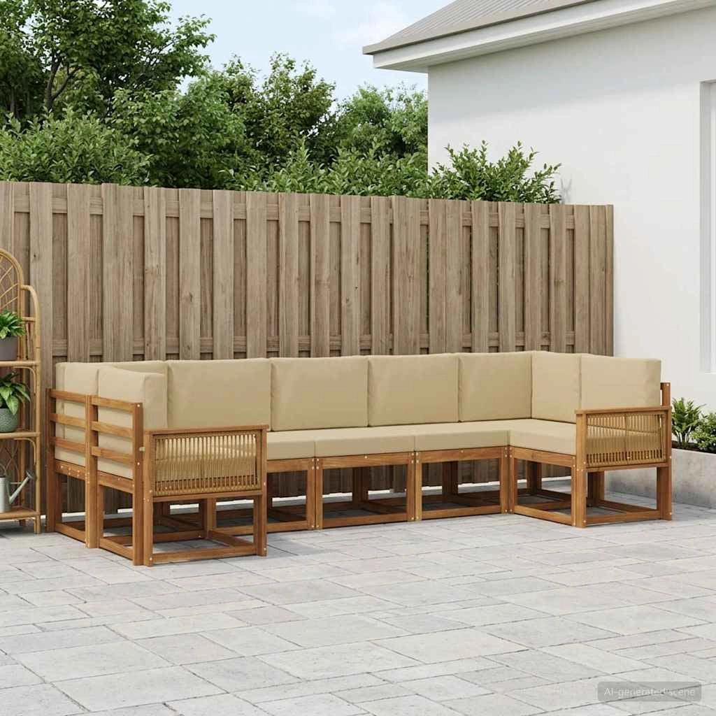 Set di divani da esterno 7 pz Naturale e Beige 3385519