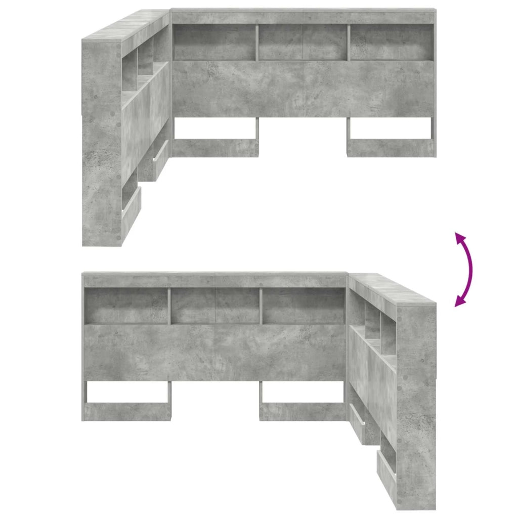 Testiera | Testata contenitore Grigio cemento 140 cm Legno multistrato
