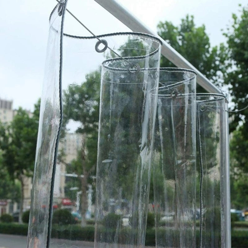 Telo PVC Cristal 1,8x1m, Spessore 0,65MM, 750g/m² - Trasparente IGNIFUGO con Occhielli 50cm - Resistente UV & Impermeabile - Made in Italy