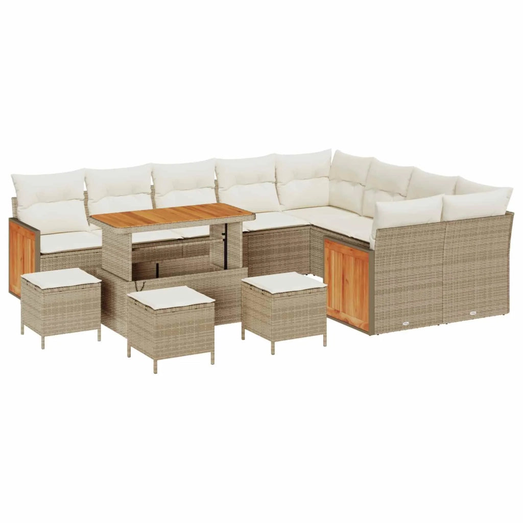 Set Divano da Giardino con cuscino 13 pcs Beige e Crema 3363221