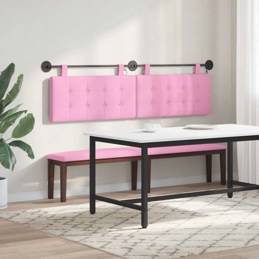Testiera sospesa Con luce LED Rosa Tessuto 3424481