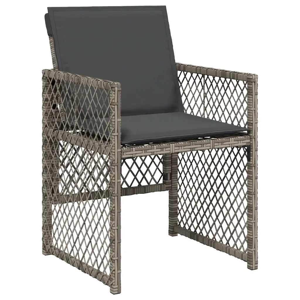 Set da Pranzo da Giardino 15 pz con Cuscini Grigio Polyrattan 3210818