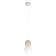 Lampada sospesa LOOP bianca beige legno vetro 1xG9 Emibig