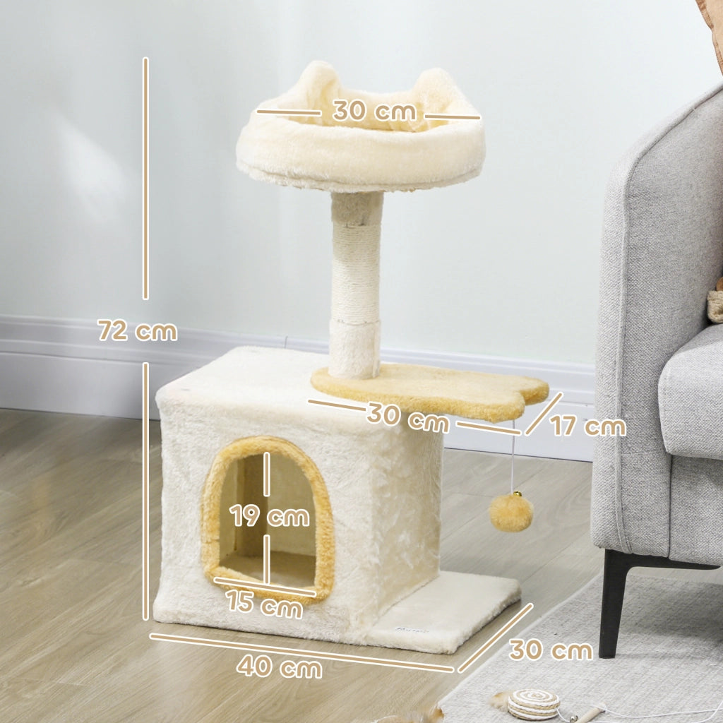 Arbre ¨¤ Chat con Perchoir e Piattaforma Pesce ¨C Xylo ¨C 72 cm, Beige