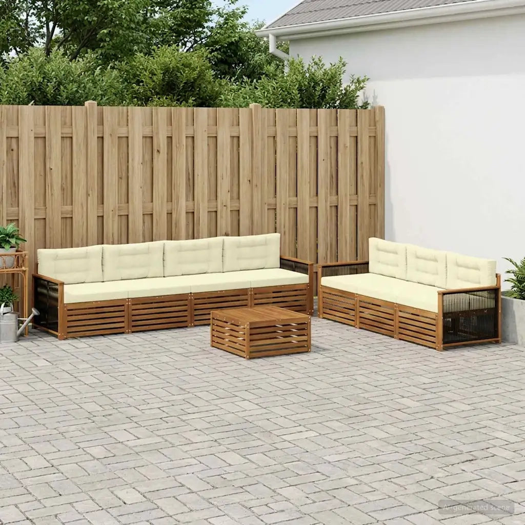 Set di divani da esterno con cuscino 8 pcs Naturale e Crema 3383113
