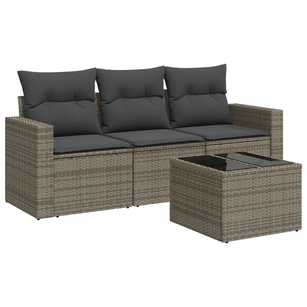 Set Divani da Giardino 4 pz con Cuscini in Polyrattan Grigio 3218660