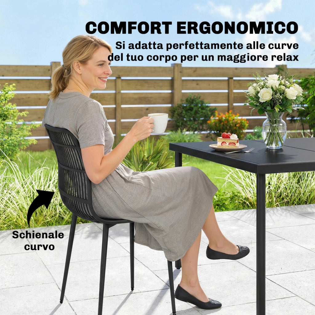 Set 4 Sedie da Giardino Esterno con Schienale ¨C Xylo ¨C Nero