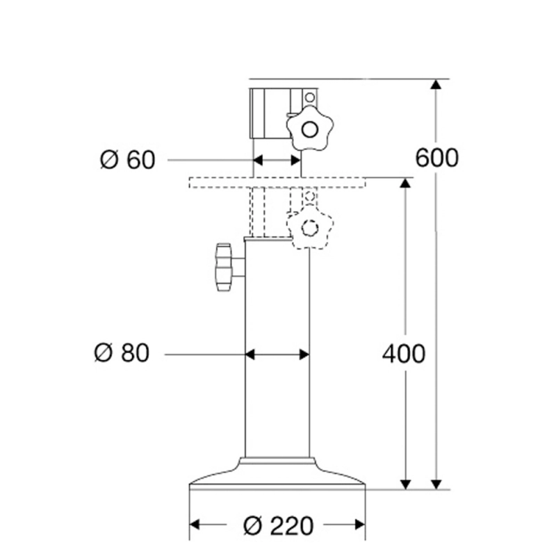 SUPPORTO TELESCOPICO MM.400/600