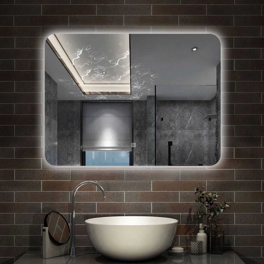 specchio 100 x 60 cm rettangolare con luce led e touch
