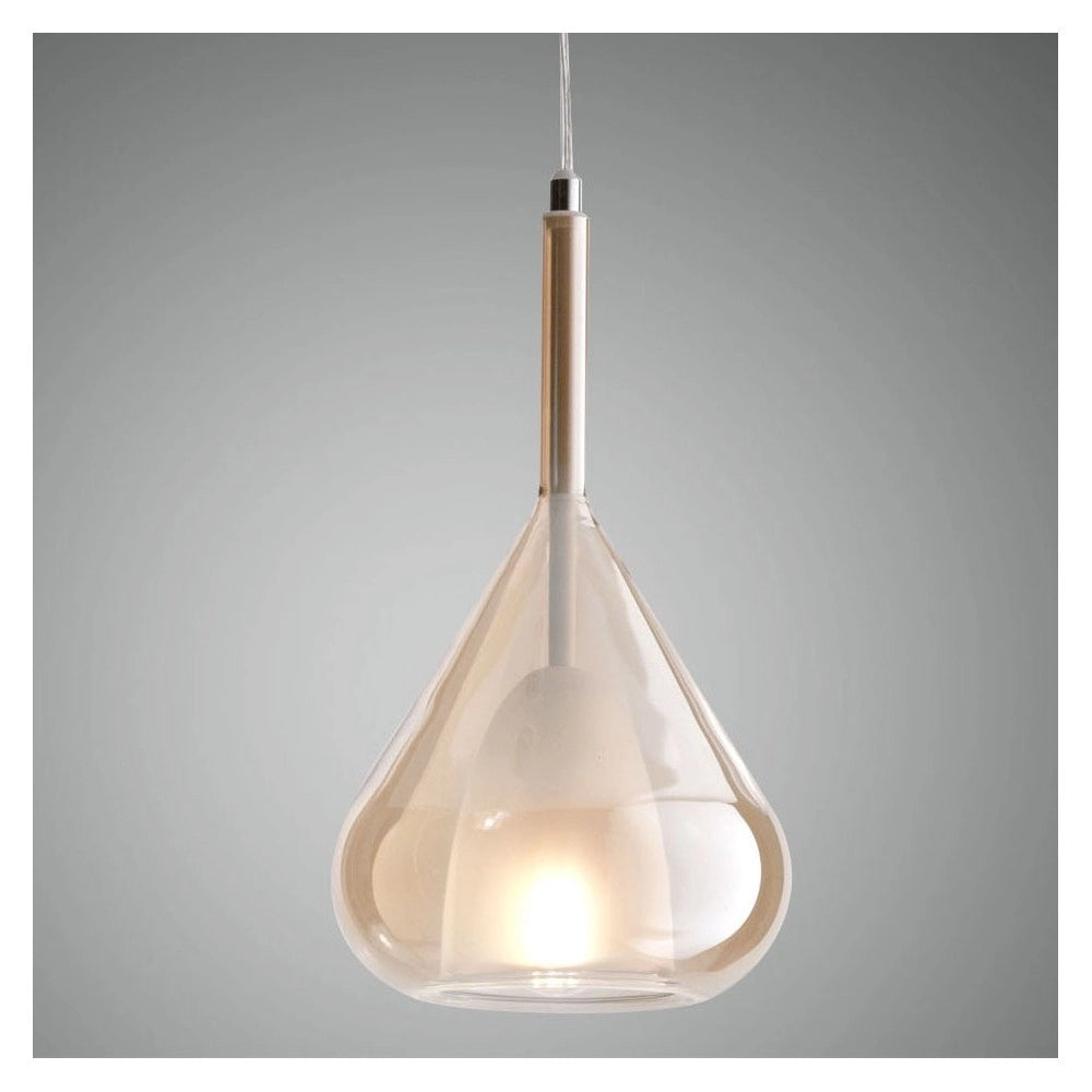 Lampadario a sospensione Lila a Led in metallo e vetro borosilicato ambra 3481-40-125 Fabas Luce