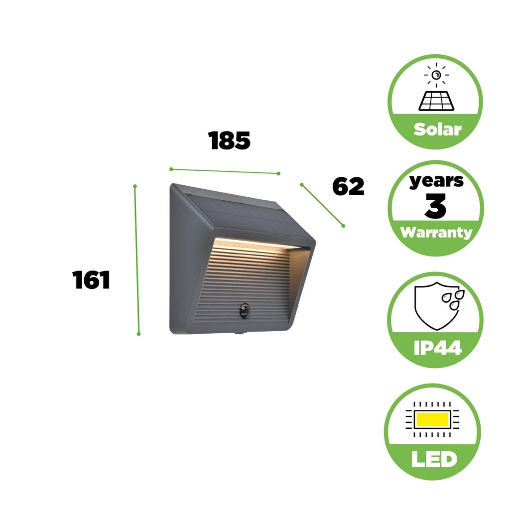 Applique solare LED 11,5W 3000K sensore LINKO Lutec