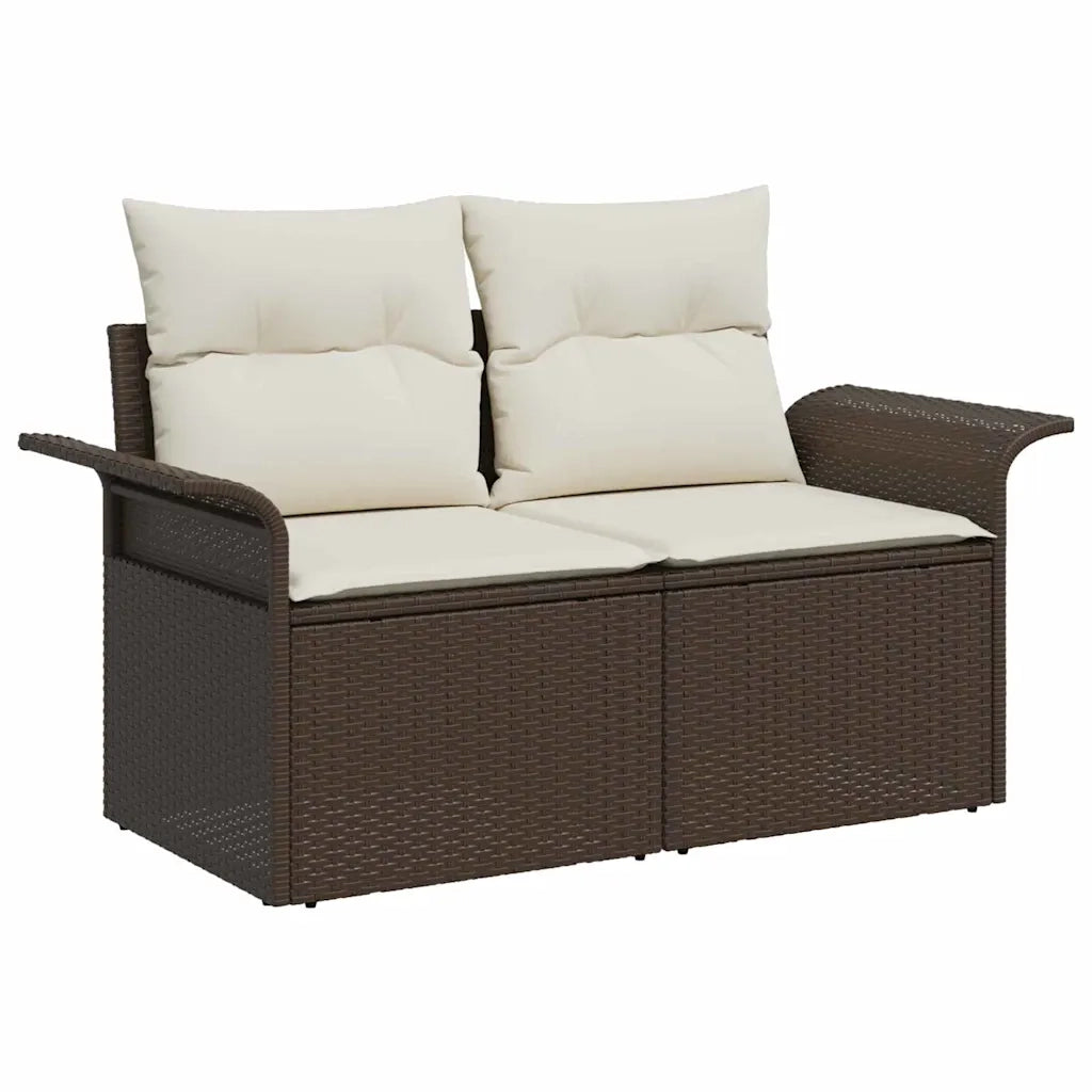 Set Divano da Giardino con cuscino 7 pcs Marrone polyrattan