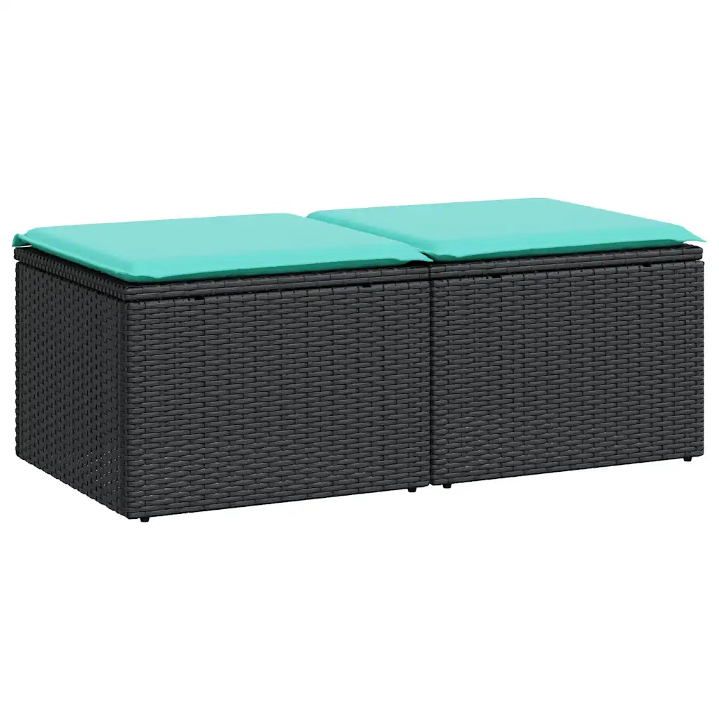 Set Divani da Giardino con Cuscini 2 pz Nero Polyrattan Acacia 3328680