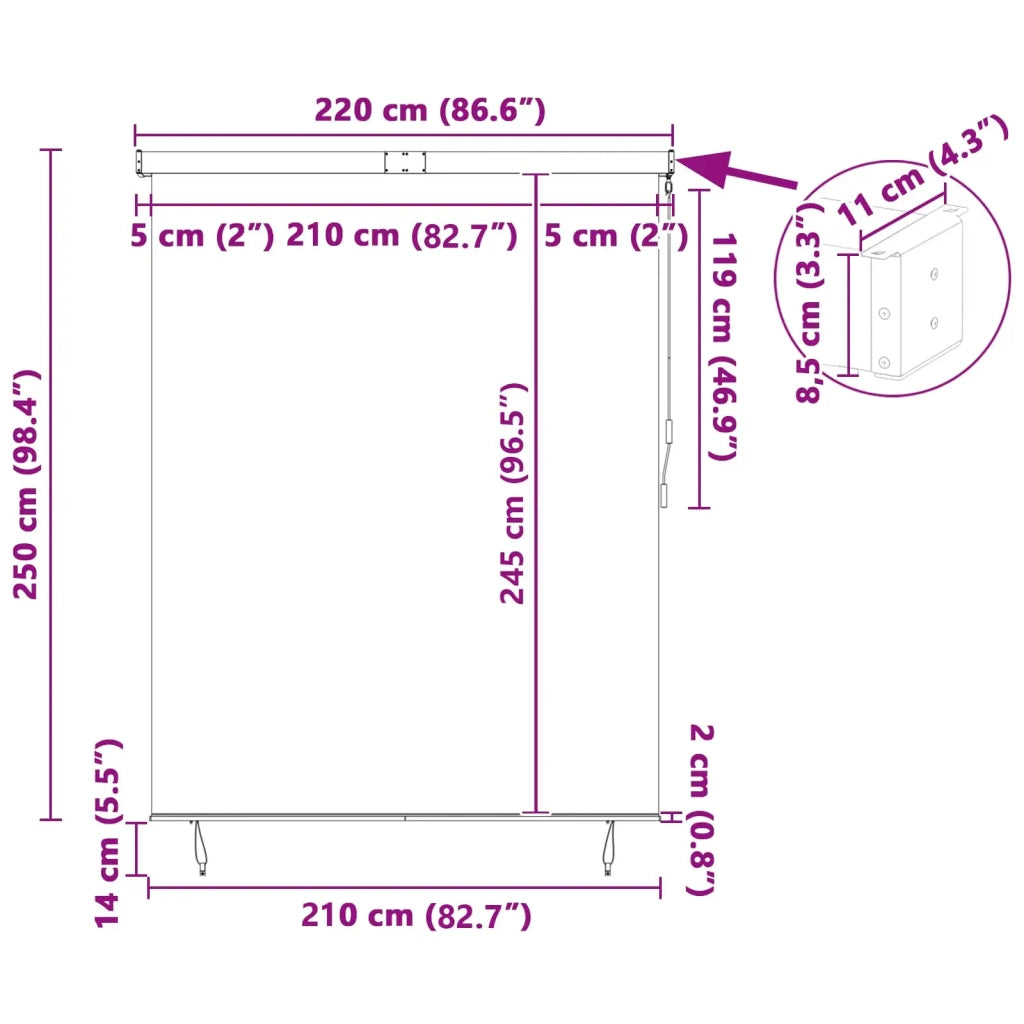 Tenda a rullo con tende Rigato Arancione e Marrone 200 x 250 cm 362098