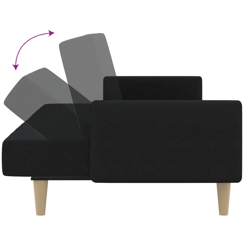 Divano Letto a 2 Posti-Sofa Letto 2 Posti-Daybed Nero in Tessuto 154643