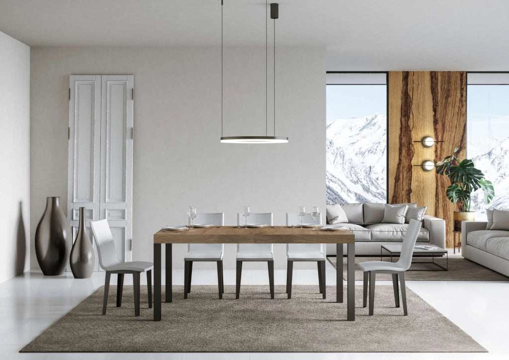 Tavolo allungabile 90x180/284 cm EveryX Premium Quercia Natura telaio Antracite