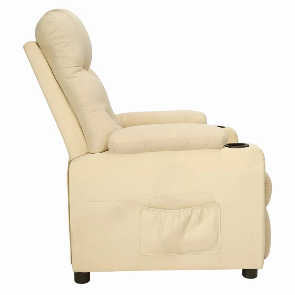 Poltrona | Sedia Relax Reclinabile in Tessuto Crema