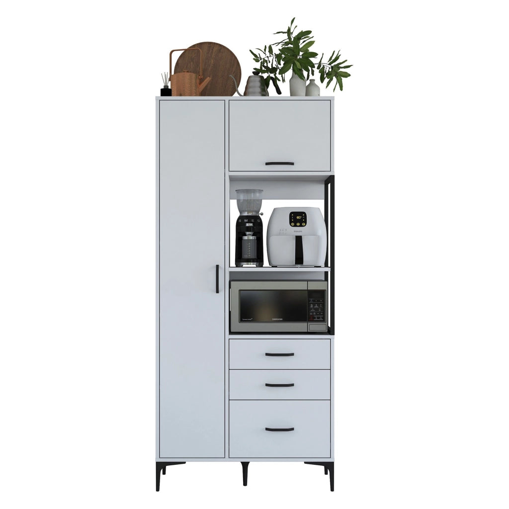 Madia Solofra, Credenza 5 Ripiani, 90x40x199h cm Bianco