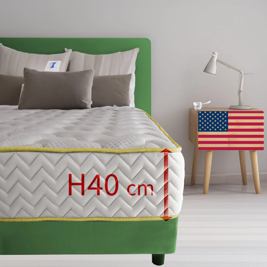 Materasso memory foam singolo 100X190 Cm, Materasso Americano contro il mal di schiena ALTO 40 Cm | Materasso memory che NON SI SCALDA con imbottitura anallergica - MOD. CALIFORNIA40