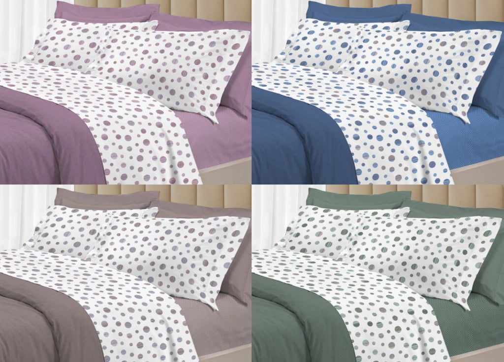 Completo Lenzuola Letto 100% Cotone Made Italy 3027 Disegno Dandy - Matrimoniale - Beige