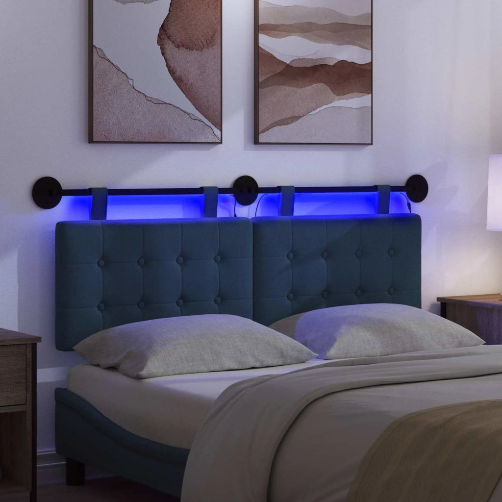 Testiera sospesa Con luce LED Blu Tessuto 3424437