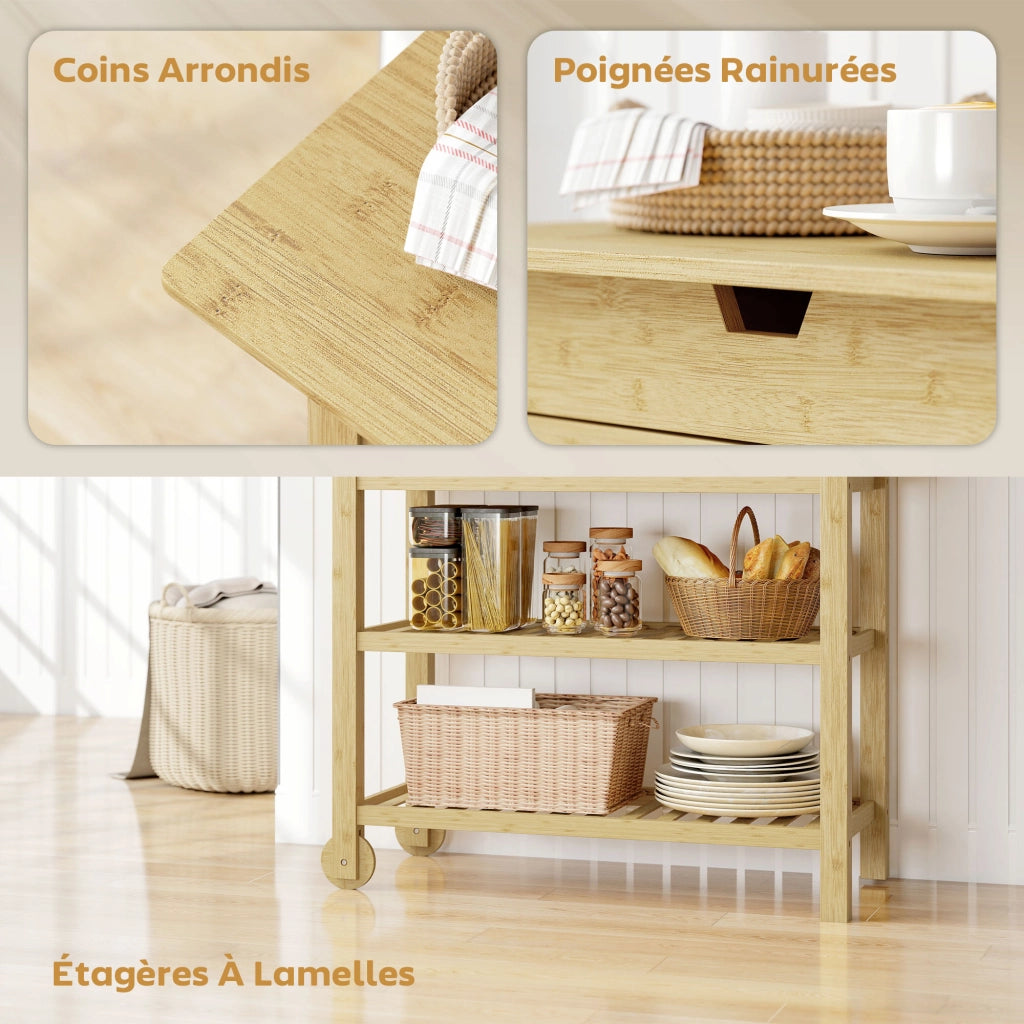 Carrello da cucina con 2 cassetti e 2 ripiani ¨C Minimal ¨C 100x43x75 cm