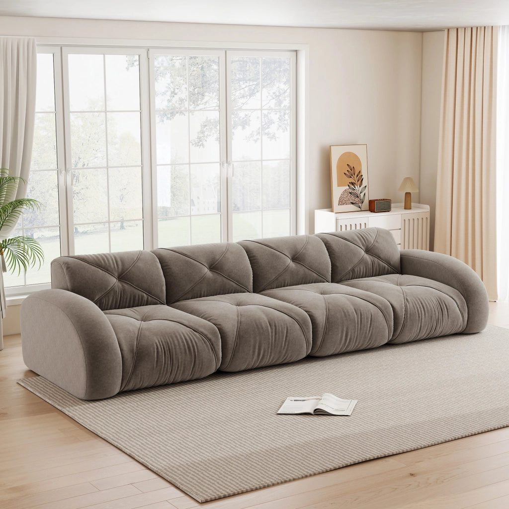 Sofa modulare extra grande senza cornice - Zephmum- Tessuto chenille comodo, design antiscivolo, marrone