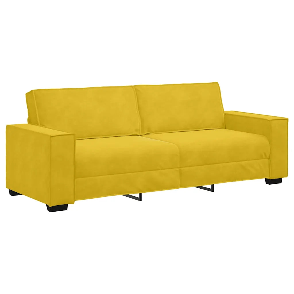 Divano a 3 Posti-Sofa 3 Posti Giallo 180 cm in Velluto 186459