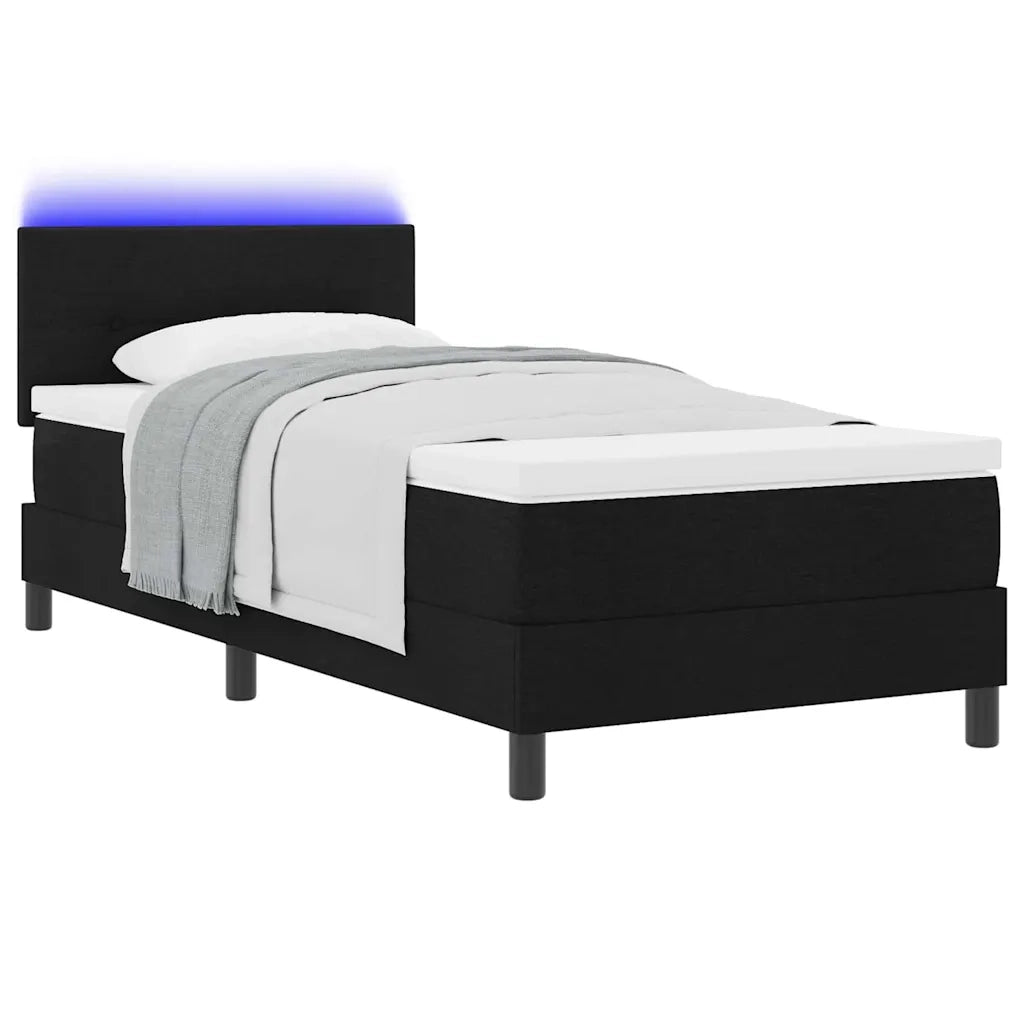 Letto a molle con materasso con led Nero 100 x 200 cm Tessuto