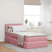 Letto con contenitore e LED con led Rosa 90 x 190 cm Velluto 3371366