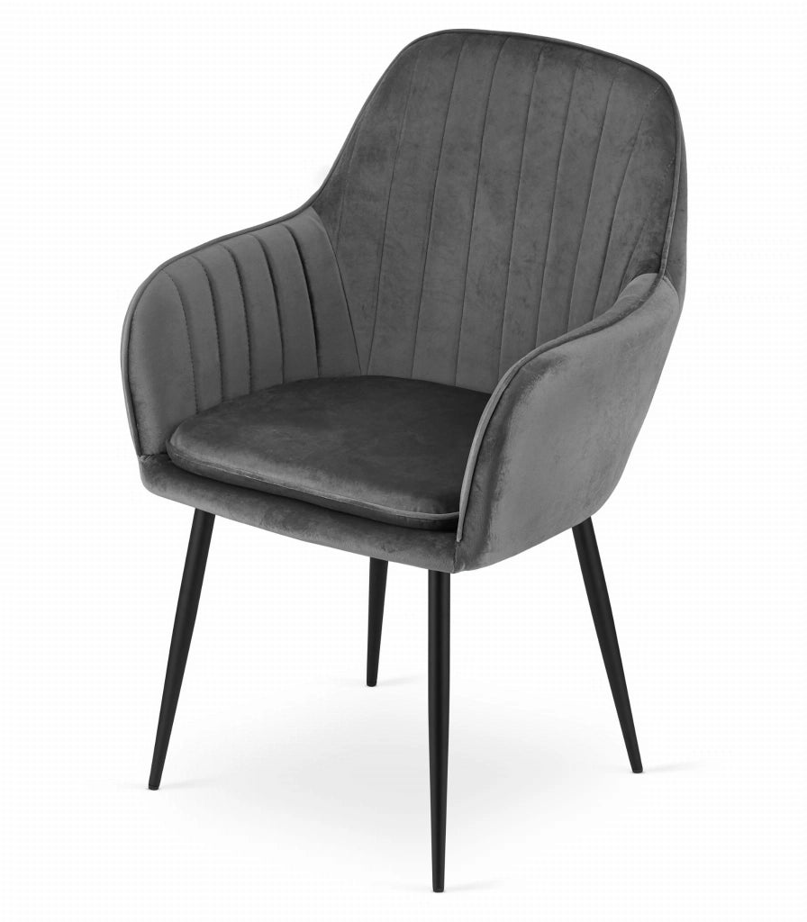 Sedia VALORA LUGO - Velluto grigio scuro con gambe nere