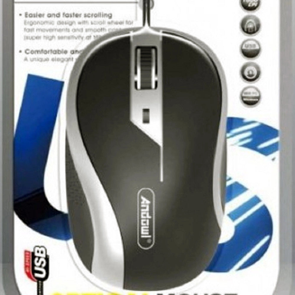 Trade Shop - Mouse Ottico Con Cavo Usb Silenzioso Cablato Per Computer Pc Notebook Qm80 -