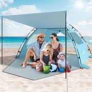 Tenda per famiglie per 2-3 persone con parasole, blu del mare