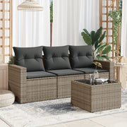 Set Divani da Giardino 4 pz con Cuscini in Polyrattan Grigio 3218660
