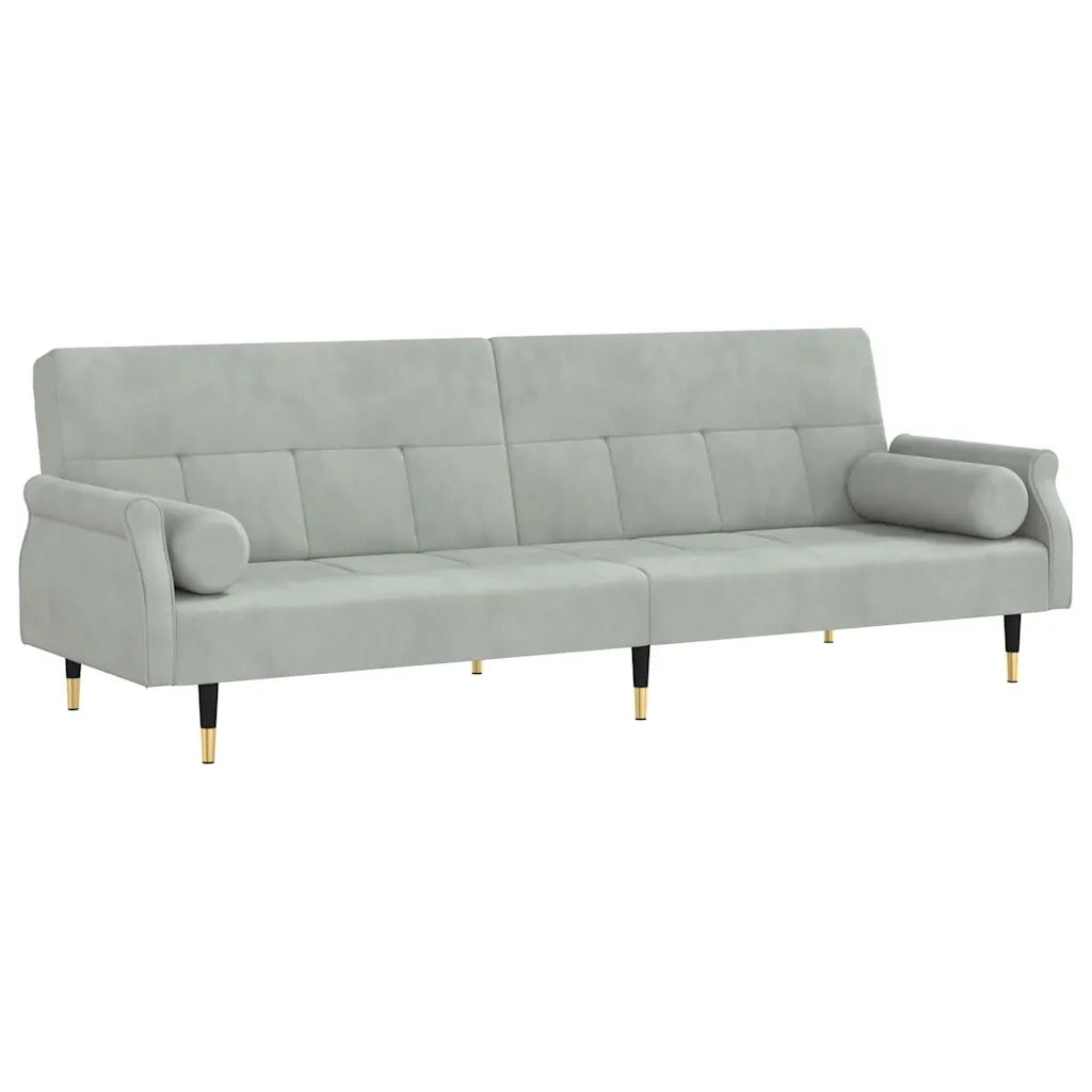 Divano Letto con Cuscini-Sofa Letto-Daybed Grigio Chiaro in Velluto
